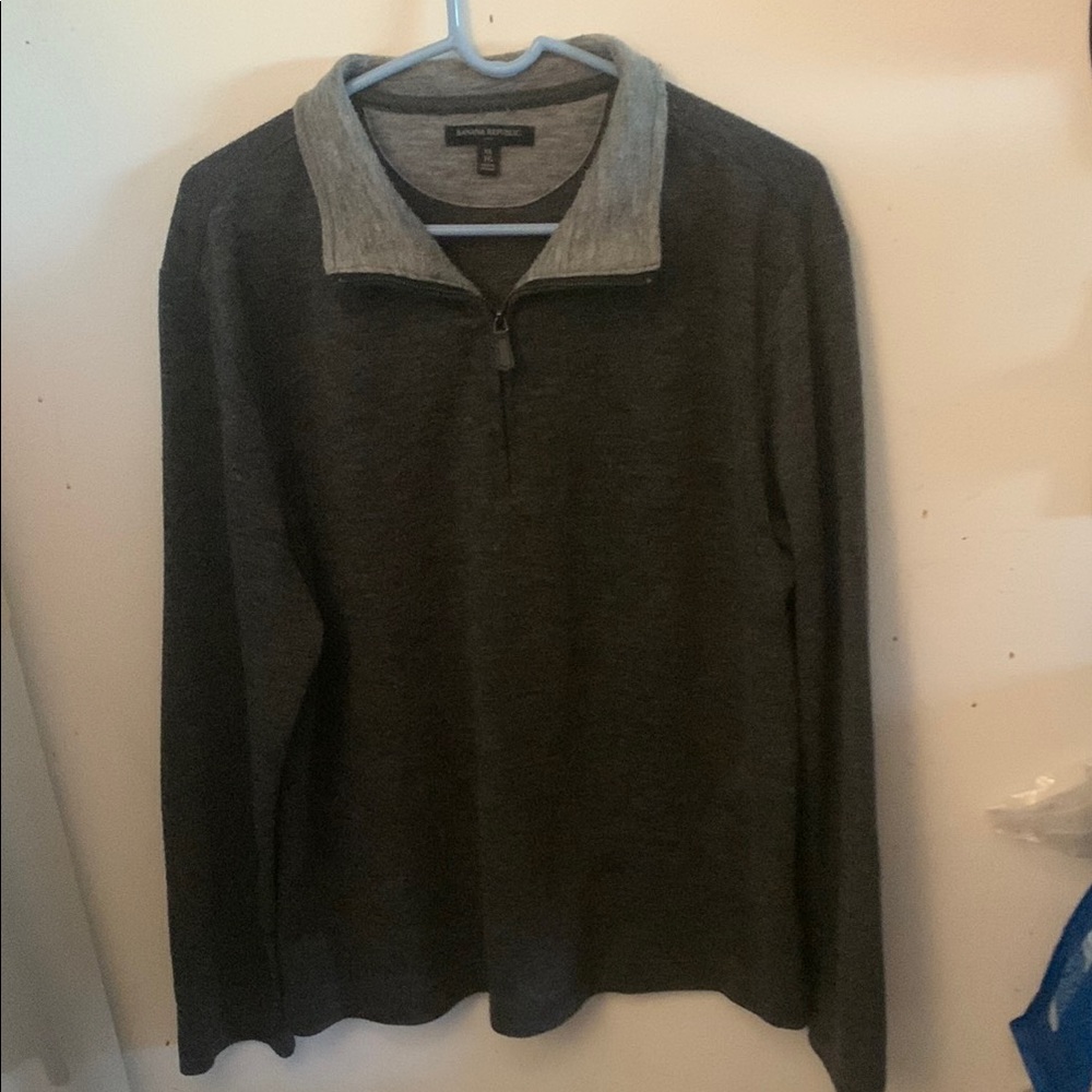 Fantastic Banana Republic 2 Tone Gray Quarter Zip Sweater SZ XL